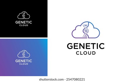 logotipo de design de tecnologia de saúde ou hélice de nuvem com DNA vetor genético