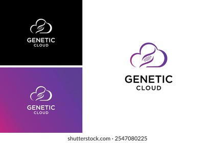 Logo oder Wolkenhelix mit DNA-Genvektor im Design der Gesundheitstechnologie