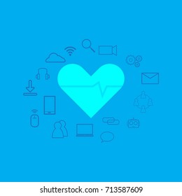 Health Technology (HealthTech) - heart beat around  with tech icon 