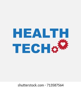 Health Technology (HealthTech) - text with mechanic gear with heart and cross inside