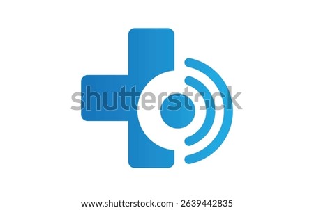 Health technology logo design with a combination of plus icon
