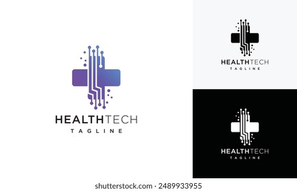 health technology logo design template. health digital technology logo design.