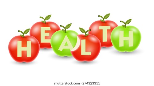 Health Text on Apples Vector