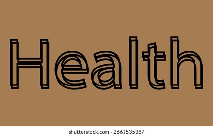  health text written in lowercase letters.Vector lettering design.