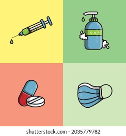 health things flat design vector premium