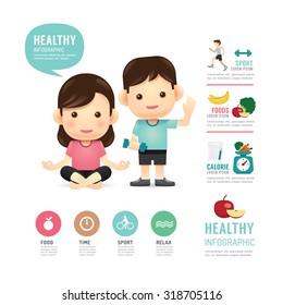 Health Time Food And Sport People Program Design Infographic,learn Concept Vector Illustration