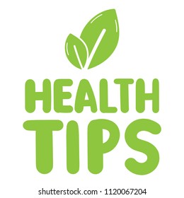 Health Tips. Badge, Icon. Flat Vector Illustration On White Background.