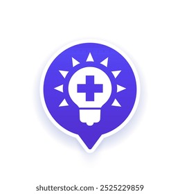 health tips icon with lamp, vector