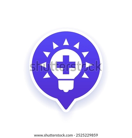 health tips icon with lamp, vector