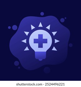 health tips and ideas icon with light bulb, vector design