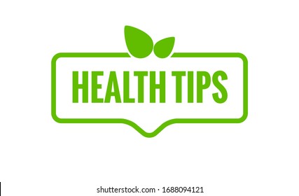 Health tips vector organic badge illustration. Healthy tips bio fresh icon