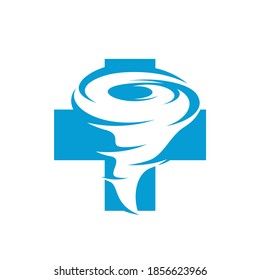 Plantilla vectorial del logotipo de Tornado de Salud, conceptos de diseño del logotipo de Twister Creativo, símbolo del icono