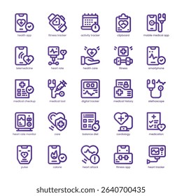 Health Tracker Icon pack for your website, mobile, presentation, and logo design. Health Tracker Icon line basic color design. Vector graphics illustration and editable stroke.