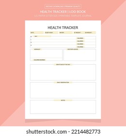 Health Tracker Printable Planner | Daily Health Tracker | Health Planner | Health Planner Notebook | Printable Template