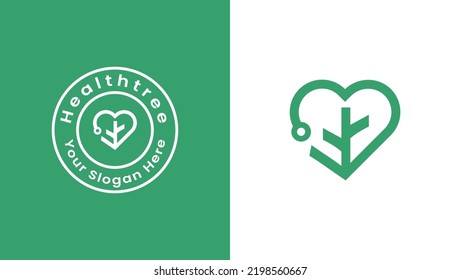 Health tree logo badge template. Healthcare and Wellness logomark, logo symbol, icon, symbol, badge, monogram. Use for print, social media, advertisement, branding, company, business.