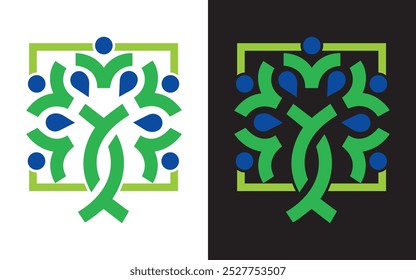 Health tree logo design genetic icon concept with leaves simple sign medical health strand icon