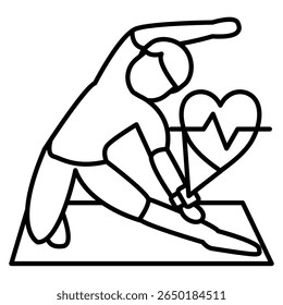 Health trend icon represented by human,smartwatch,heartbeat Line style.