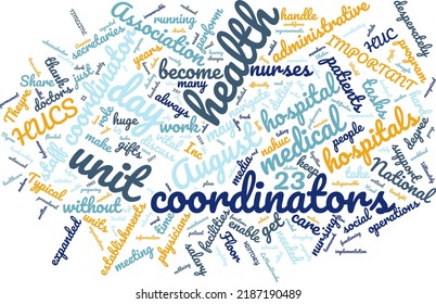 Health Unit Coordinators Day 23 August Word Cloud In Vector Art Creative Colourful White Back Ground