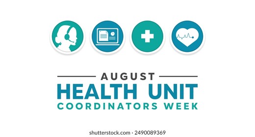 Health Unit Coordinators Week. Human, data, plus and heart. Great for cards, banners, posters, social media and more. White background.
