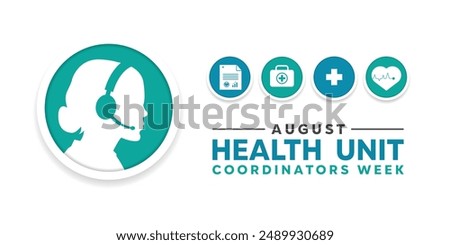 Health Unit Coordinators Week. Human, data, medicine, plus and heart. Great for cards, banners, posters, social media and more. White background.
