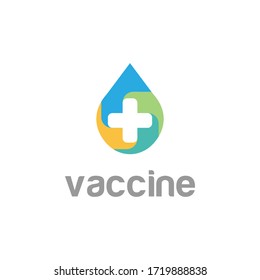 Health Vaccine Logo Design With Cross In Droplet Vector