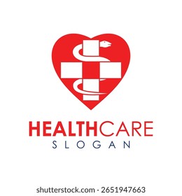 health vector design logo with cross and snake in love shape