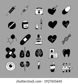 Health Vector Doodle Icons Set. Drawing Sketch Illustration Hand Drawn Line.