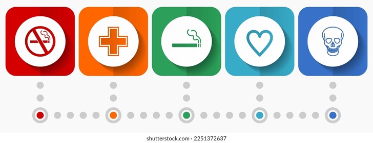 Health vector icons, medicine flat design web buttons collection, business concept infographic template