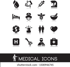  Health vector illustration. Collection of medical icons. 