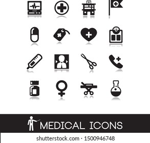  Health vector illustration. Collection of medical icons. 