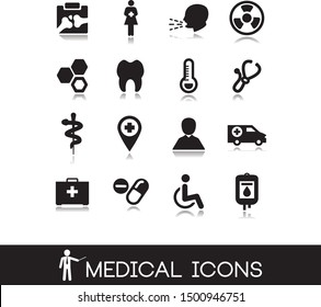  Health vector illustration. Collection of medical icons. 