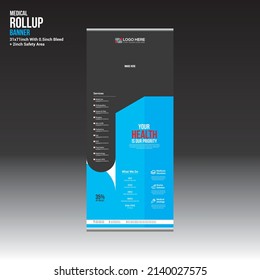 health vector roll up banner design for doctor medical medicine company use