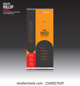 health vector roll up banner design for doctor medical medicine company use