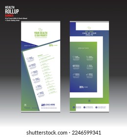 health vector roll up banner design for doctor medical medicine company use