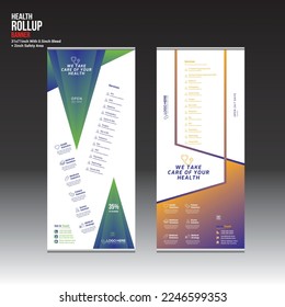 health vector roll up banner design for doctor medical medicine company use