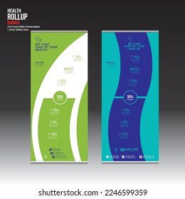 health vector roll up banner design for doctor medical medicine company use