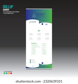 health vector roll up banner design for doctor medical medicine company use