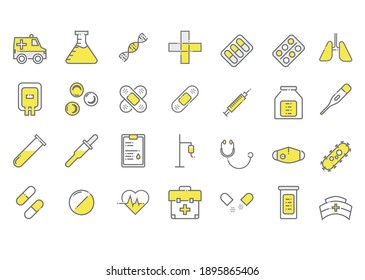 Health, Virus, Corona And Medical Icons