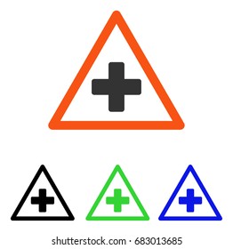 Health Warning Triangle vector pictograph. Illustration style is a flat iconic colored symbol with different color versions.
