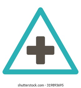 Health Warning vector icon. Style is bicolor flat symbol, grey and cyan colors, rounded angles, white background.