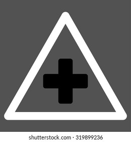 Health Warning vector icon. Style is bicolor flat symbol, black and white colors, rounded angles, gray background.