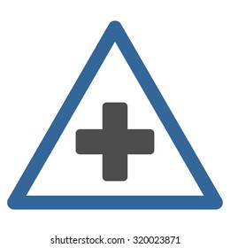 Health Warning vector icon. Style is bicolor flat symbol, cobalt and gray colors, rounded angles, white background.