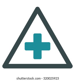 Health Warning vector icon. Style is bicolor flat symbol, soft blue colors, rounded angles, white background.