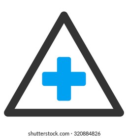 Health Warning vector icon. Style is bicolor flat symbol, blue and gray colors, rounded angles, white background.