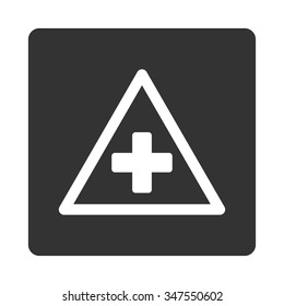 Health Warning vector icon. Style is flat rounded square button, white and gray colors, white background.