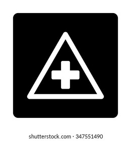 Health Warning vector icon. Style is flat rounded square button, white and black colors, white background.