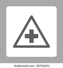 Health Warning vector icon. Style is flat rounded square button, dark gray and white colors, silver background.