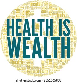 Health is Wealth conceptual vector illustration word cloud isolated on white background.