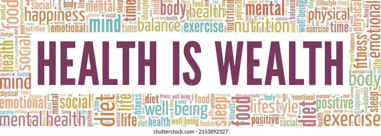 Health is Wealth conceptual vector illustration word cloud isolated on white background.