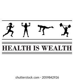 Health Wealth Graphic Vector Printable Sweatshirts Stock Vector Health Wealth Graphic Vector Printable Sweatshirts Stock Vector
